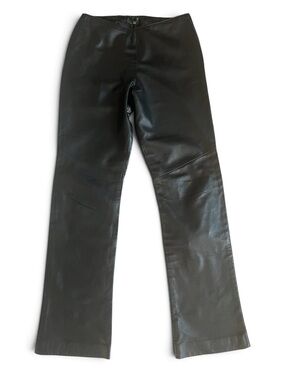 Vintage Danier Genuine Leather Black Pants Straight Leg Made in Canada (flaw)